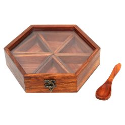 Masala Box Wooden (Hexagon)