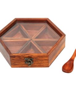 Masala Box Wooden (Hexagon)