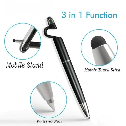 3 in 1 Ballpoint Function Stylus Pen with Mobile Stand-1 Piece - Image 2