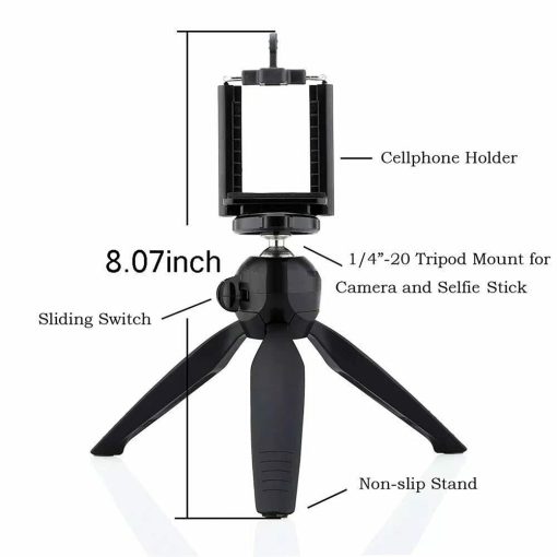 Mini Tripod with Universal Mobile Attachment Uses for Vlogging, Video Shooting, Photography YouTube etc Compatible with All Mobile Phones. - Image 2