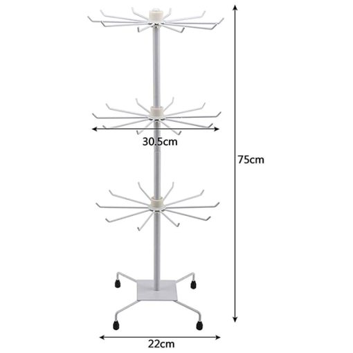 Metal 3 Layered Rotating mobile Accessories, Jewellery, Chains, Ear-Rings, Bracelet, Necklace Display Stand (White) 42.5 CM Jewellery Stand With Box (White) (Copy)