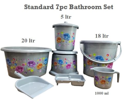 Bathroom Set 7pcs Milky Silver