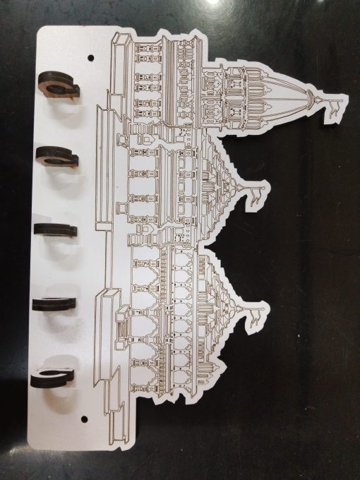 Wooden Key Stand Ram Mandir Design (D10)