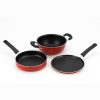 3 Pcs. Gift Set Vivo Series Dosa Tawa (270 Mm), Kadai (240 Mm) , Fry Pan (240 Mm) With S.S. Lid