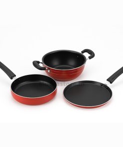 3 Pcs. Gift Set Vivo Series Dosa Tawa (270 Mm), Kadai (240 Mm) , Fry Pan (240 Mm) With S.S. Lid