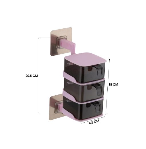 spice box 3 layer, wall mount, plastic material, 20.5*8.5 cm size - Image 2