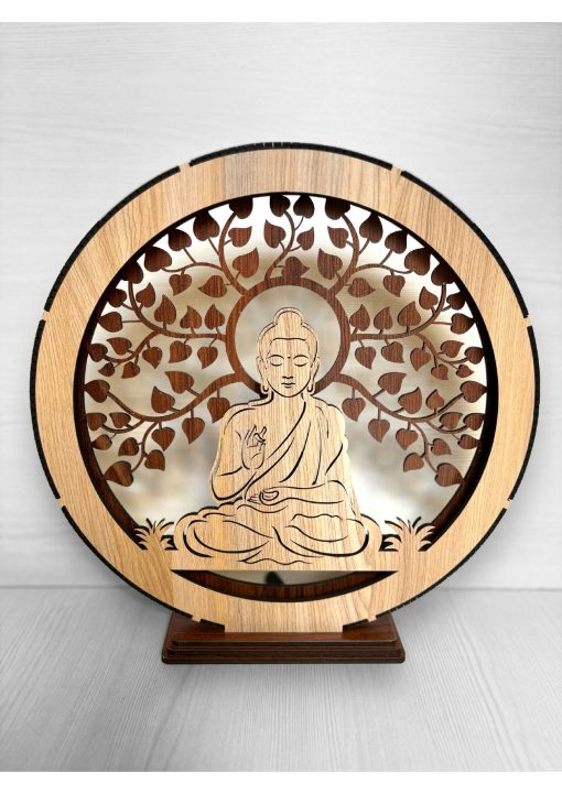 Wooden Lighting Showpiece Buddha Design