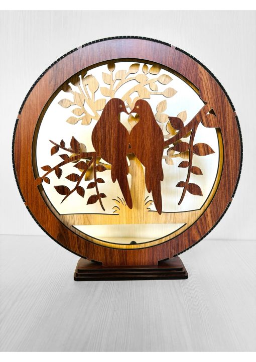 Wooden Lighting Showpiece Two Bird Design