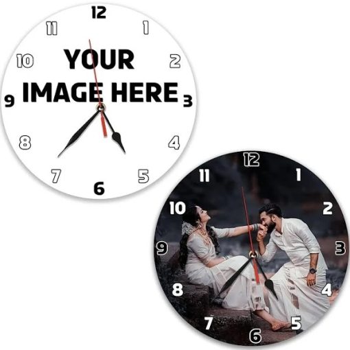 Acrylic Customize Printed Wall clock, Print Your  Photo on Glass Printed Wall clock Size : (12x12 Inch)