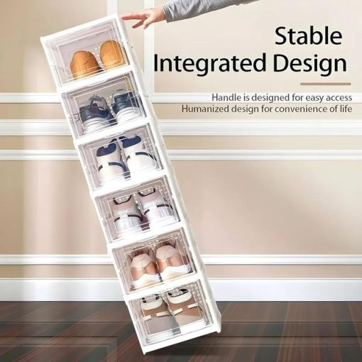 2 LayerFoldable Storage Rack for Shoes | Slippers & Books | White - Image 4