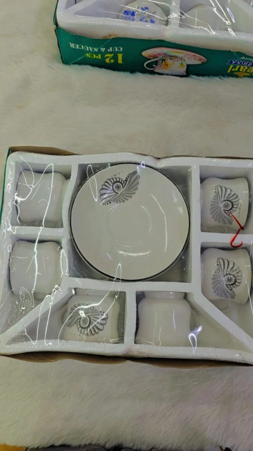 Ceramic Tea And Coffee Cup Set Of 12(Green Box-Second Quality)