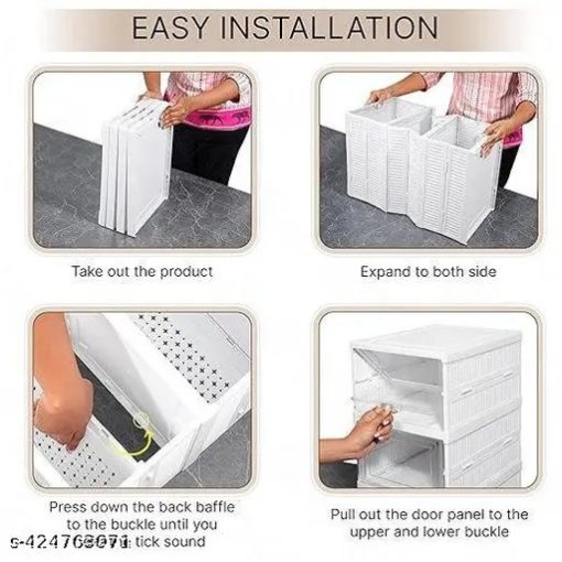 2 LayerFoldable Storage Rack for Shoes | Slippers & Books | White - Image 2