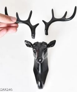 Combo Pack Hiran Key Holder, Deer Head Hander Hook For Wall-Black(2 Pcs)