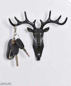 Combo Pack Hiran Key Holder, Deer Head Hander Hook For Wall-Black(2 Pcs)