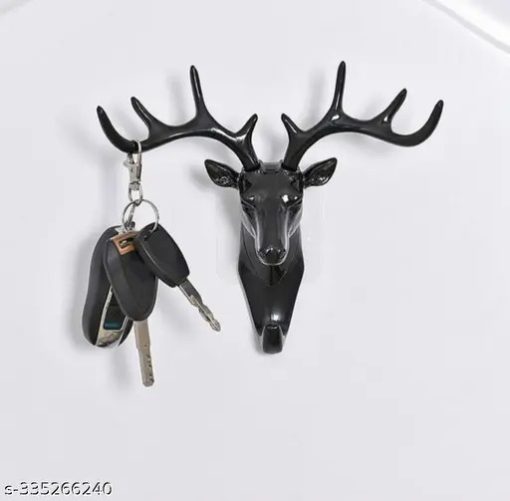 Combo Pack Hiran Key Holder, Deer Head Hander Hook For Wall-Black(2 Pcs)