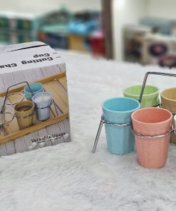 Cup Cutting Chai 6pcs Set With S.S. Stand