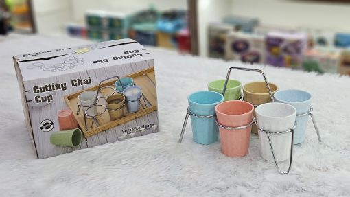 Cup Cutting Chai 6pcs Set With S.S. Stand