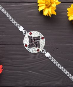 Silver Chain Swastik Rakhi