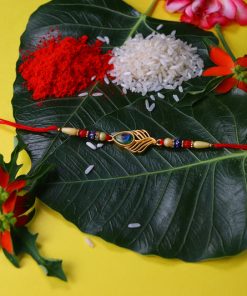 Peacock Feather Design Rakhi with Beaded Detailing and...