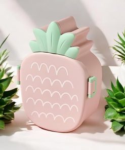 Pineapple Shaped Kids Lunch Box | Airtight | Leakproof Snack Box | Two Compartment Lunch Box 500 ML