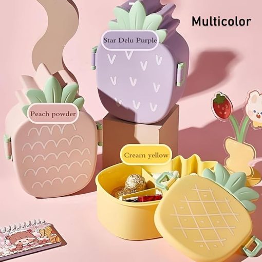 Pineapple Shaped Kids Lunch Box | Airtight | Leakproof Snack Box | Two Compartment Lunch Box 500 ML - Image 2