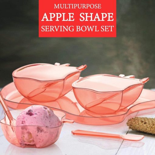Apple Shape 2Piece Serving Set of Bowl with Spoon & Tray. - Image 2