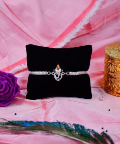 Stylish Ganesha Rakhi with Enamel Highlights and Silver...
