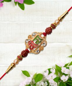 Veera Rakhi with Rudraksha & Stone Studded Frame