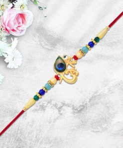 Divine Govind Rakhi with Peacock Feather Design and...