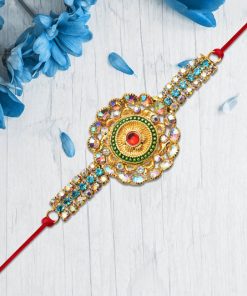 Grand Kundan Rakhi with Multicolor Stones