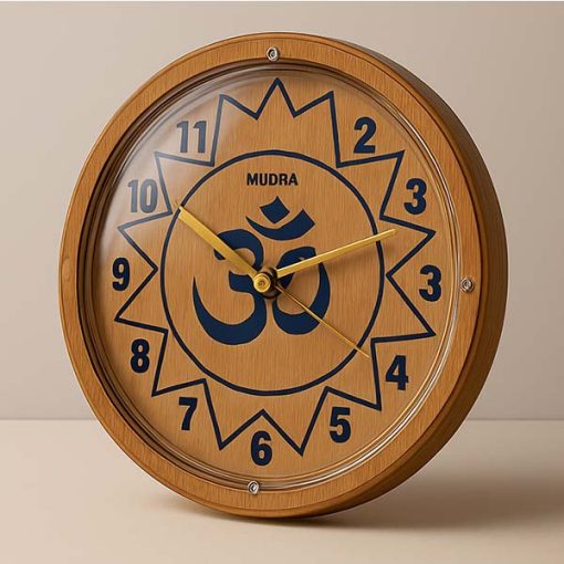 Wooden Om Engraving Rajwadi Premium Wooden Wall Clock With Glass 10″X 10″