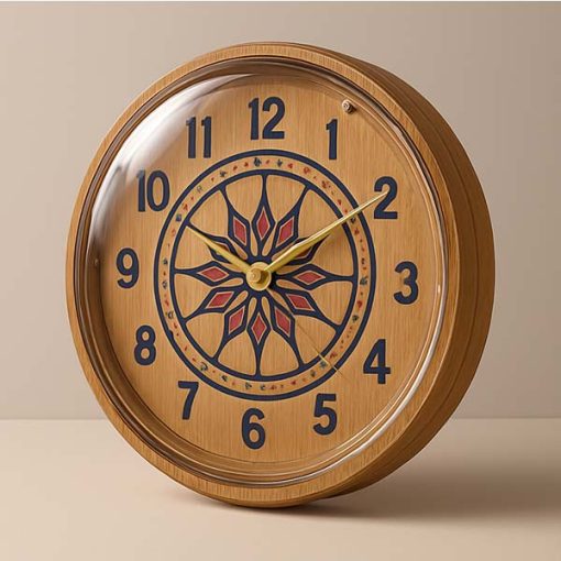Wooden Samay Chakra Engraving Rajwadi Premium Wooden Wall Clock With Glass 10″X 10″