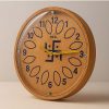 Wooden Swastik Engraving Rajwadi Premium Wooden Wall Clock With Glass 10″X 10″