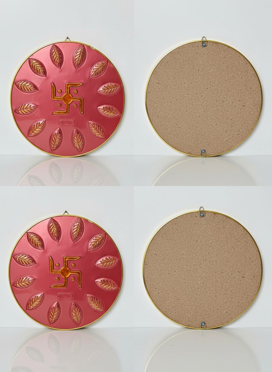 Premium Sanatan Swastik Chakra Wall Hanging for Home Decor (R012) Red - Image 3