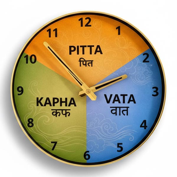The Ayurvedic Clock – Time Cycle Wall Clock with Golden Frame