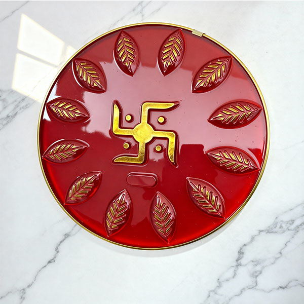 Premium Sanatan Swastik Chakra Wall Hanging for Home Decor (R012) Red