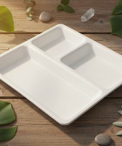 Food-Grade Plastic 3 in 1 Compartments Pav Bhaji Plate