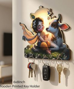 Krishna Wooden Printed Keystand 001 | Size: 6x8inch