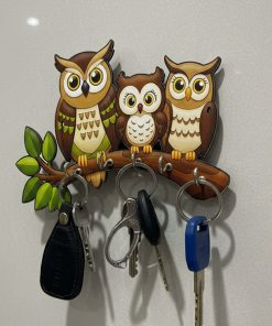 Owl Wooden Printed Keystand With 2Wall Sticker Free| Size 6x8inch