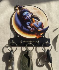 Baby Shiva Keystand Wooden Printed With 2 Wall Sticker Free| Size 6x8inch
