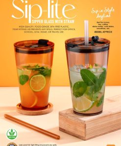 Glass Sip-Lite Sipper With Straw 400ml Box-Pack