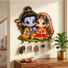 Siya-Ram Cute Wooden Printed Key holder