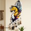 Feather Horse Printed Wooden Key Holder