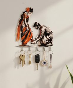 Couple Printed Wooden Key Holder