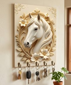 3d Horse Printed Wooden key Stand