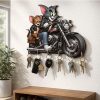 Tom and Jerry on Bike Printed Wooden Key Holder