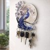 Peacock Moon Wooden Printed Key Holder